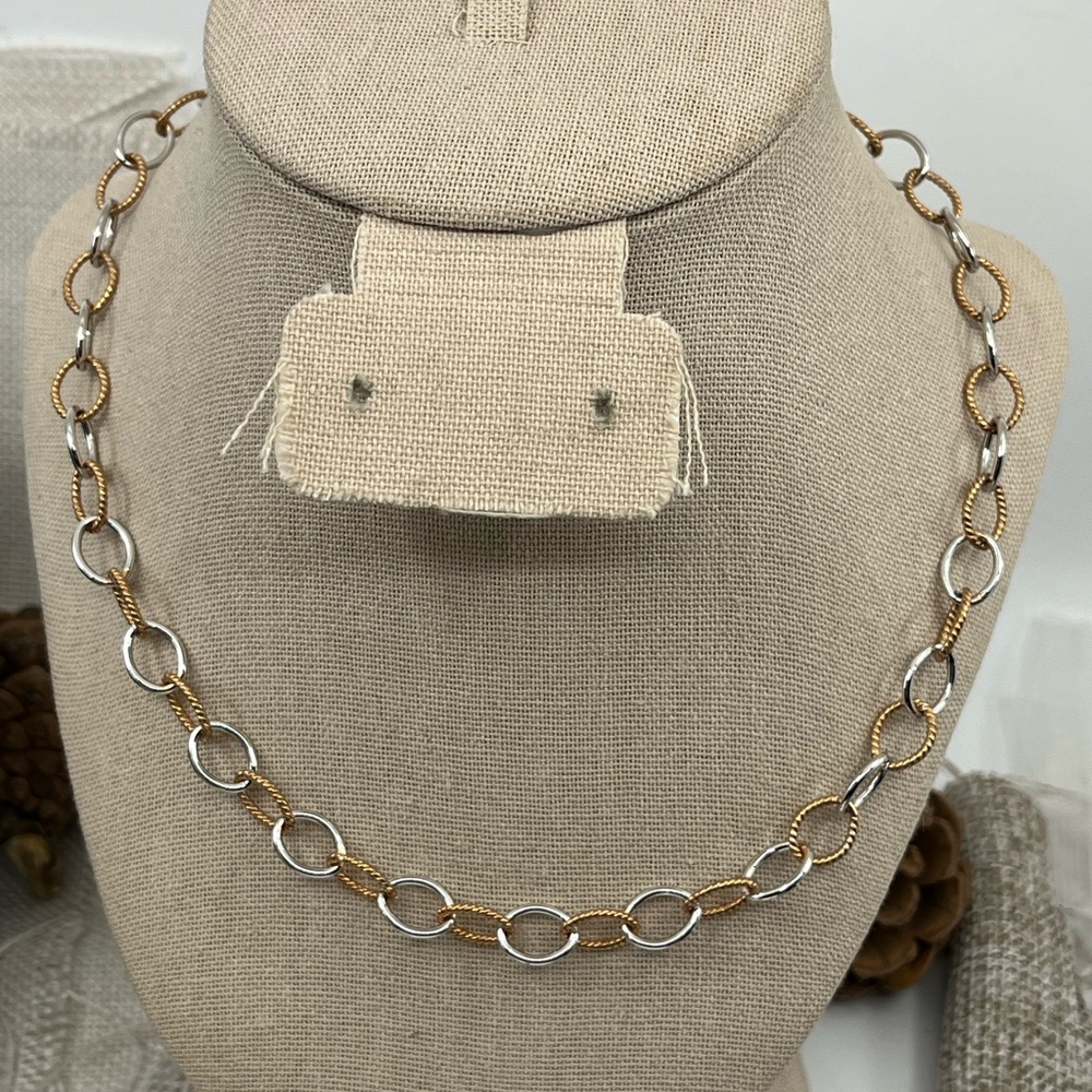 925 Italy Milor Two-Tone Sterling Silver Necklace ~18" - Picture 4 of 17